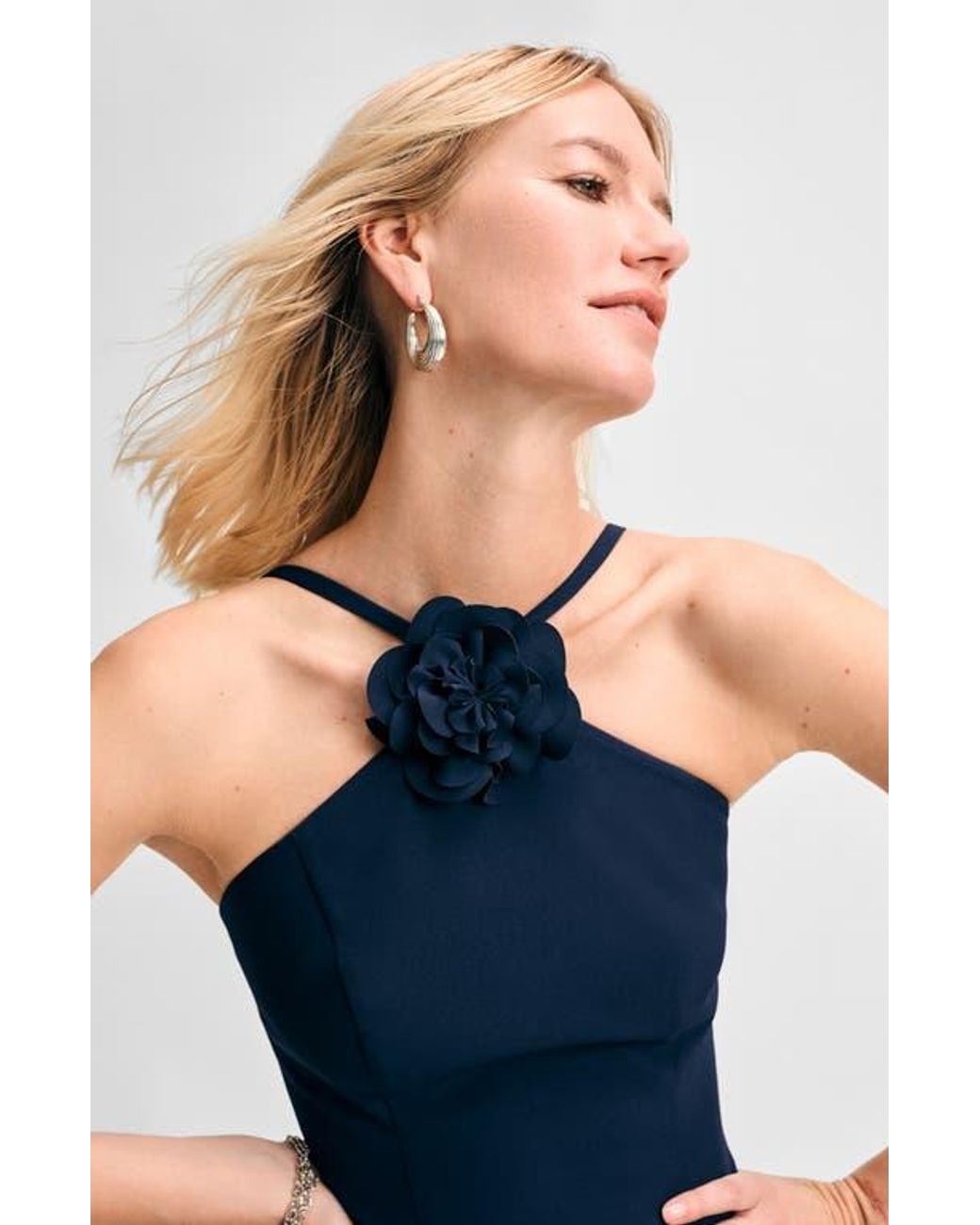Isaac Mizrahi New York Rosette Cocktail Dress in Blue | Lyst