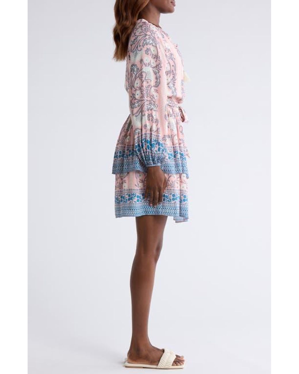 Alicia Bell Stevie Long Sleeve Belted Cover-Up Minidress in Blue | Lyst