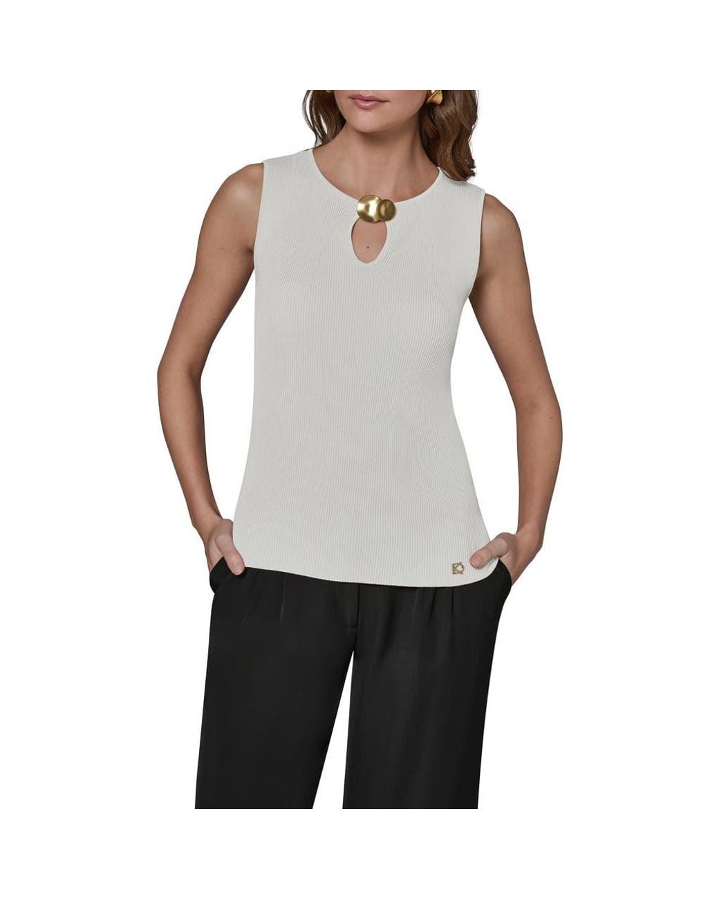 Donna Karan White Rib Tank