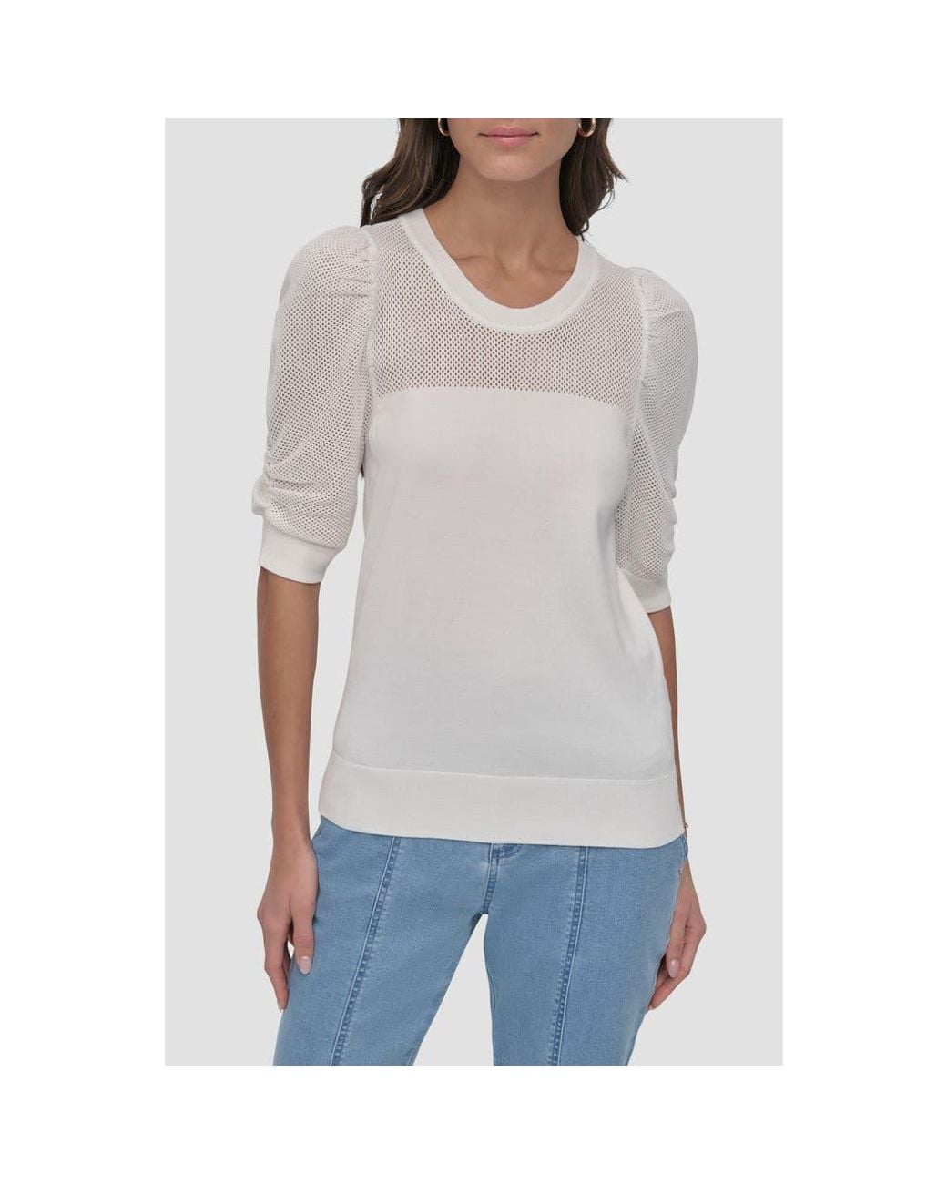 DKNY Gray Puff Sleeve Sweater