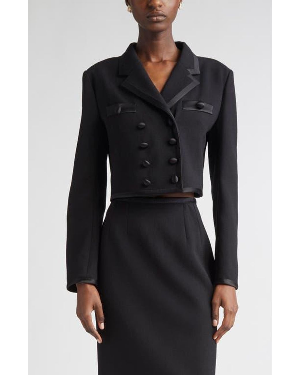 Dolce & Gabbana Black Double Breasted Crop Jacket