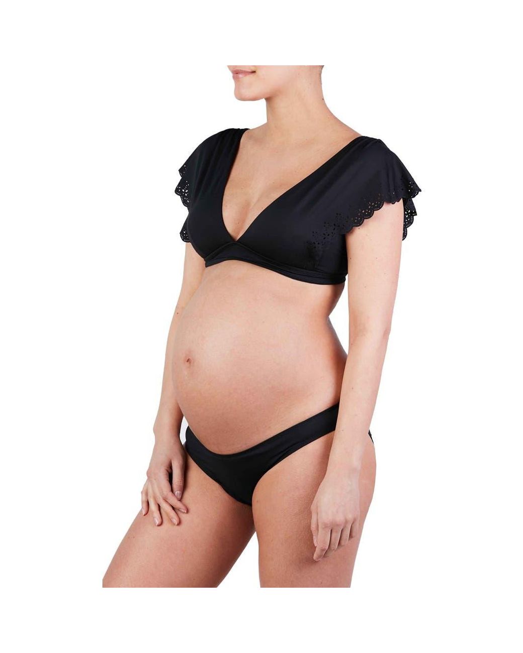 Cache Coeur Black Bloom Two-Piece Maternity Swimsuit