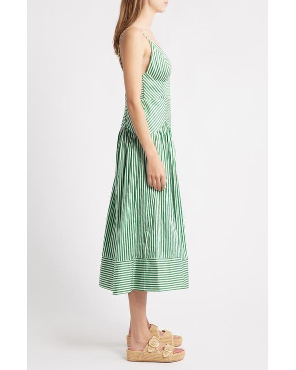 slim fit dress slacks Retro Black and Green Striped Print Dress main image 0