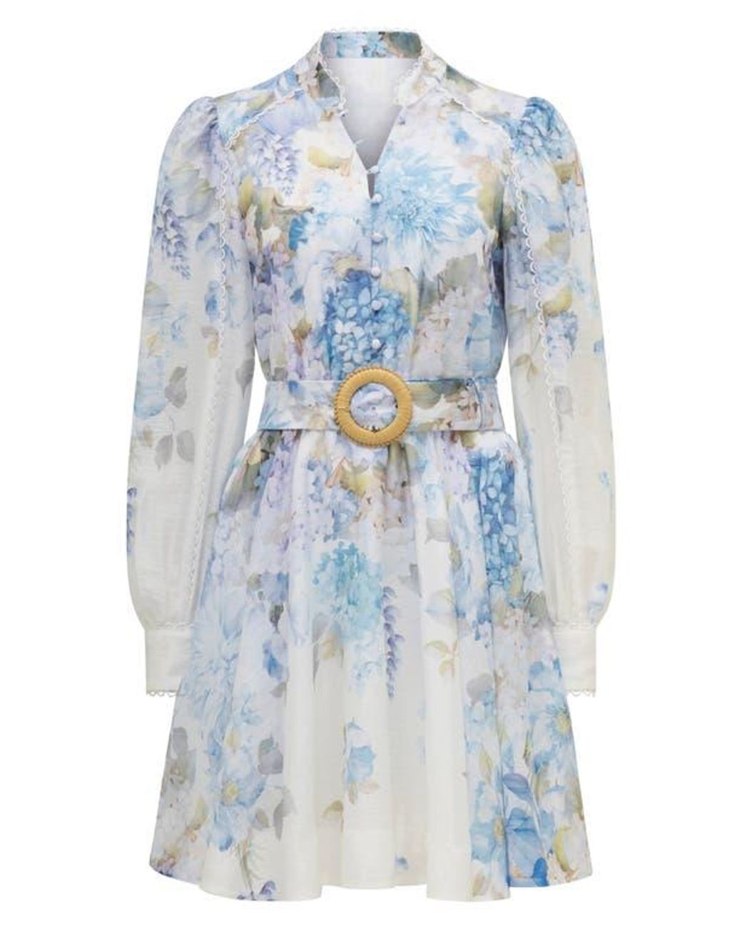 EVER NEW Vienna Lace Trim Belted Long Sleeve Shirtdress | Lyst
