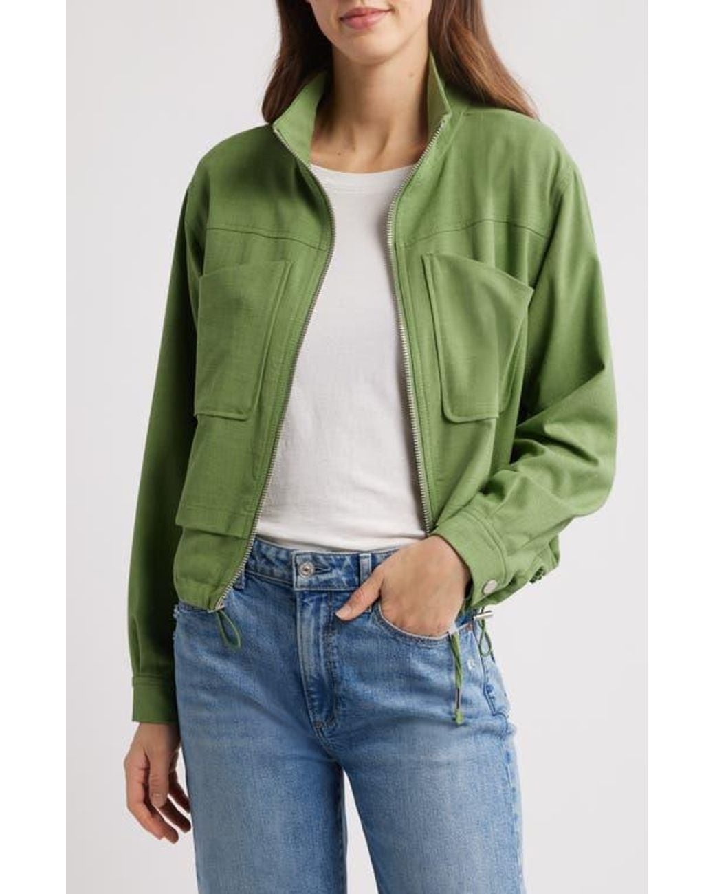 Wit & Wisdom Green Double Layer Front Zip Jacket