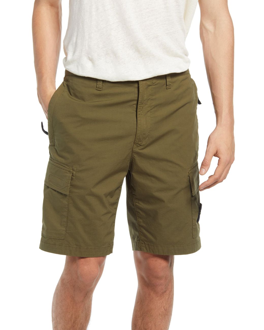 Stone Island Cotton Bermuda Cargo Shorts in Olive (Green) for Men - Lyst