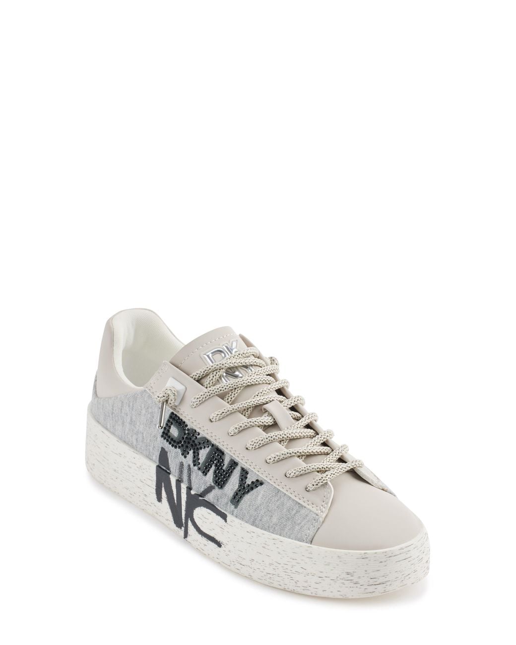 DKNY White Ginali Logo Graffiti Platform Sneaker