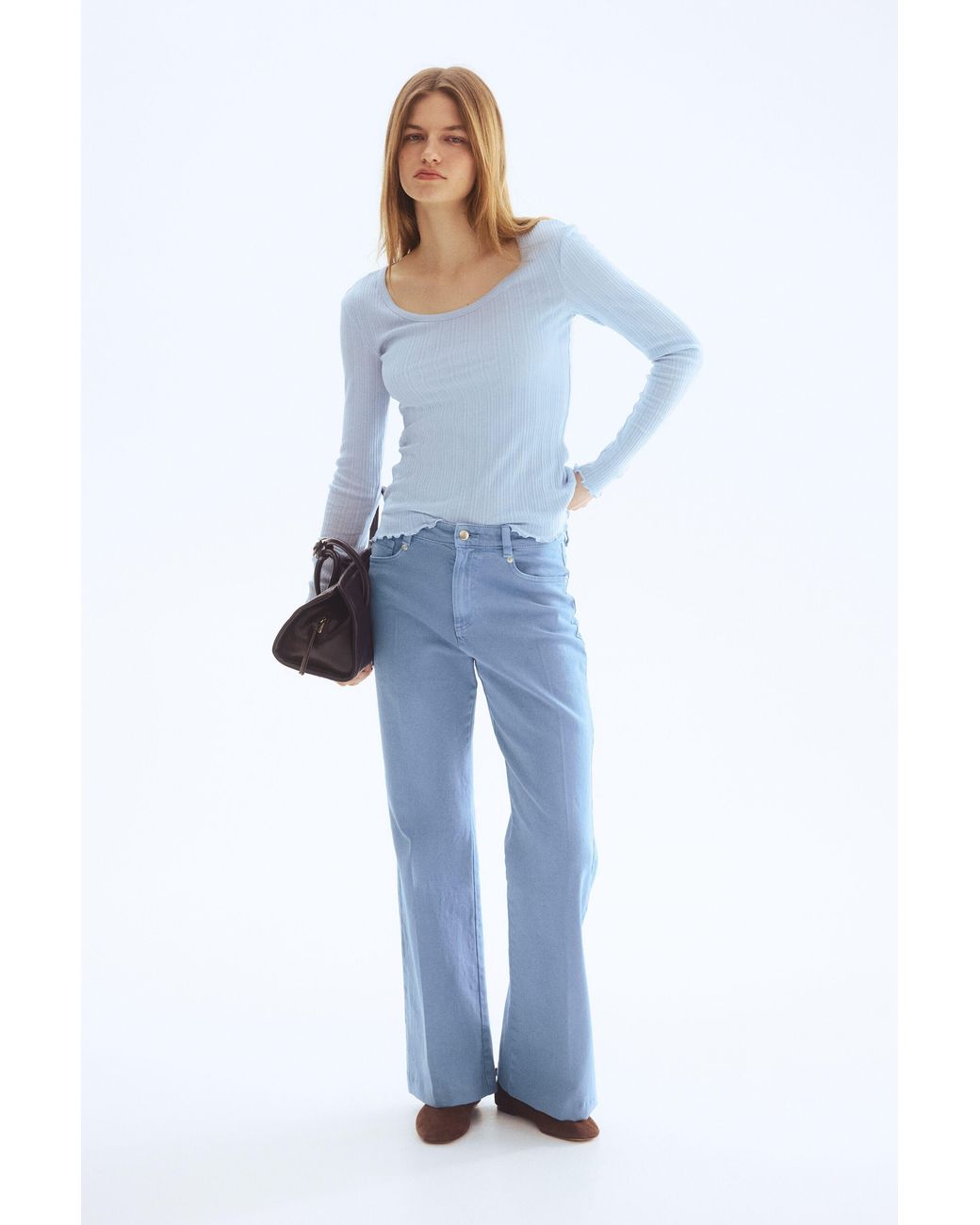 H&M Blue Bootcut Twill Trousers