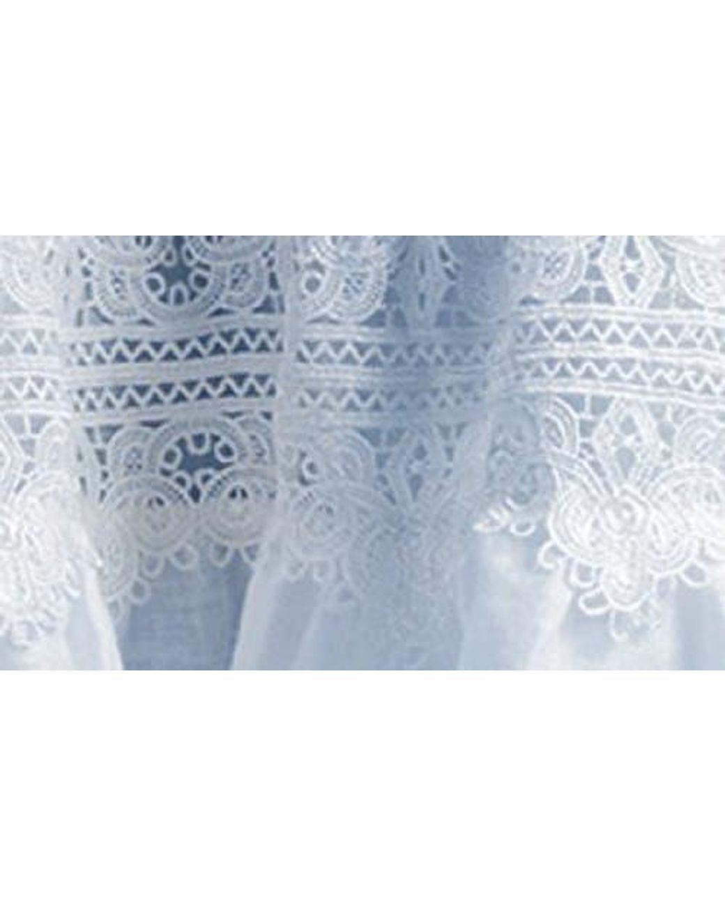 Bardot Antonia Lace Trim Long Sleeve Cotton & Linen Minidress in Blue | Lyst
