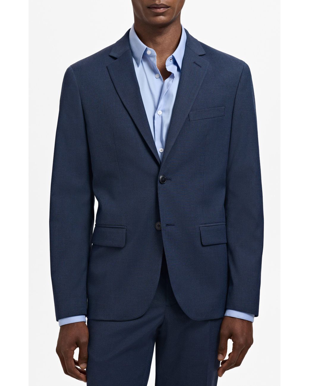Mango Blue Slim Fit Suit Jacket for men