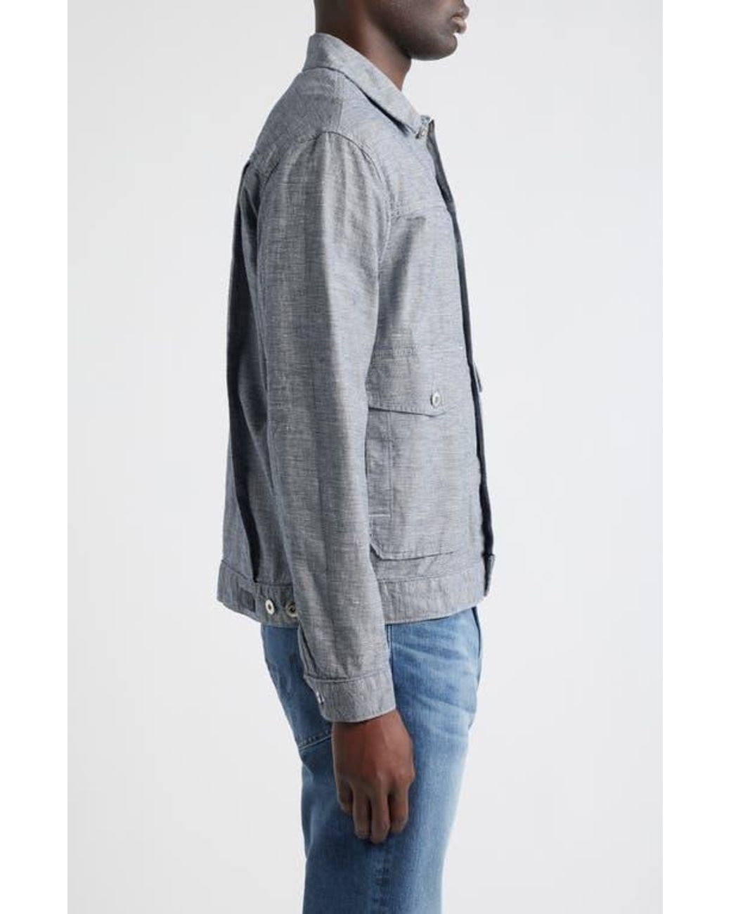 AG Jeans Sid Cotton & Linen Trucker Jacket in Gray for Men | Lyst