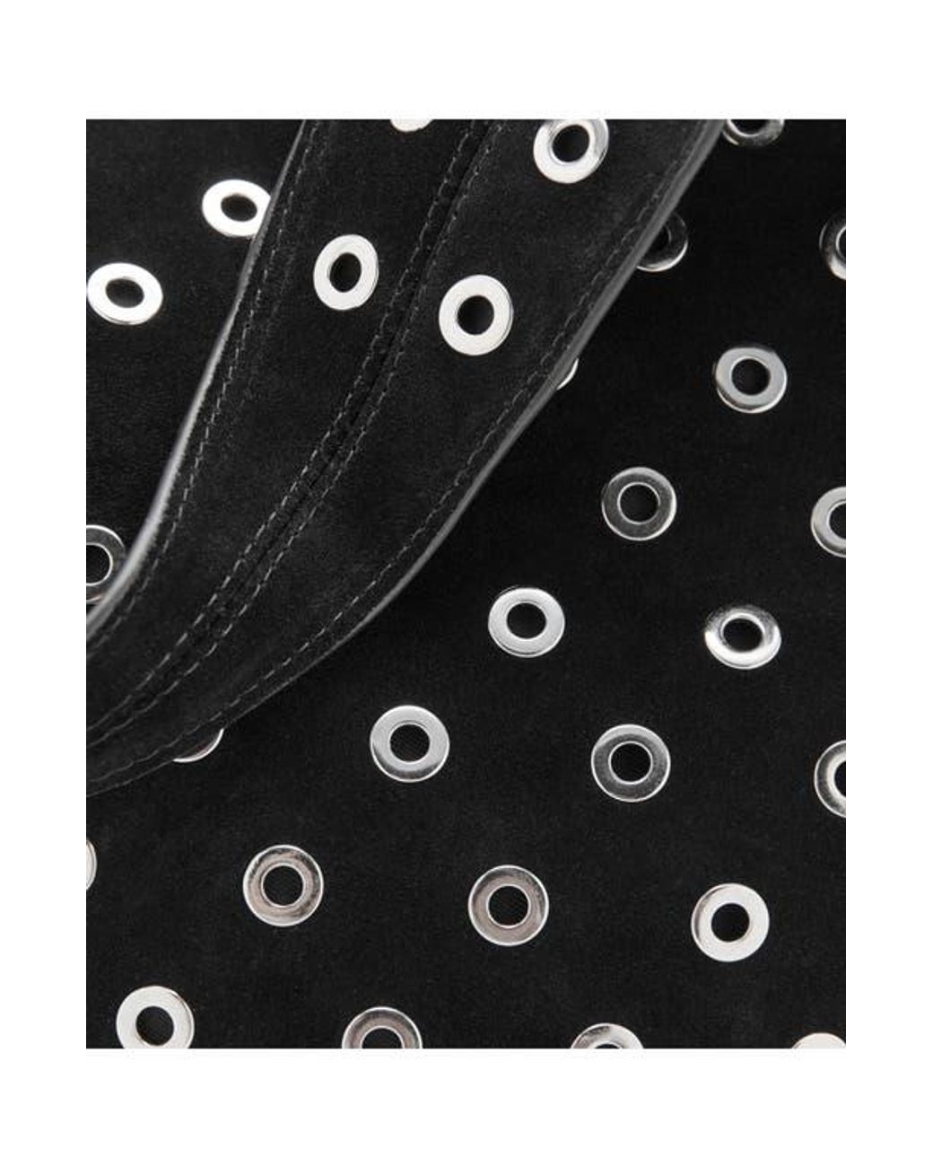 Mango Black Grommet Detail Leather Bucket Bag