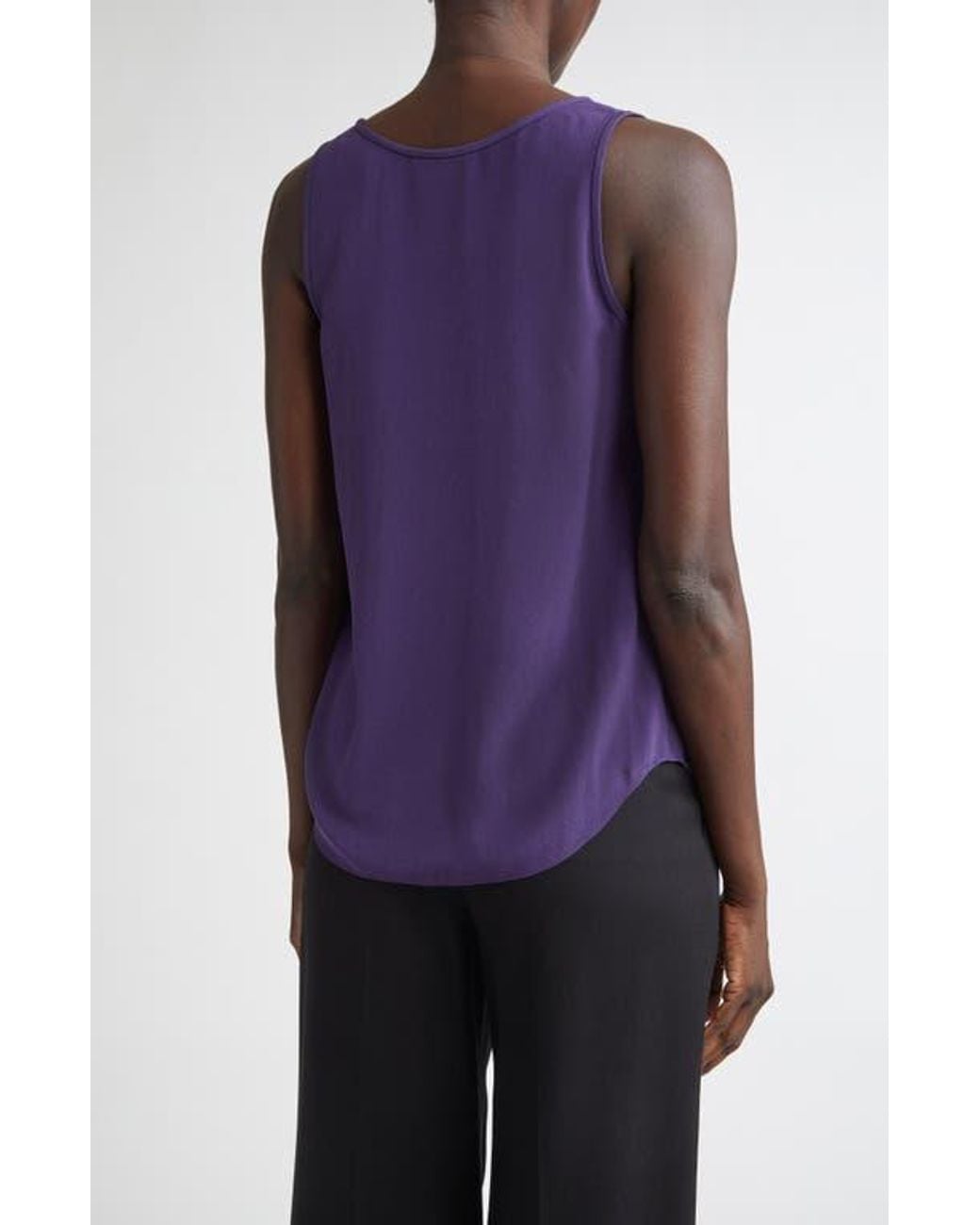 St. John Purple Silk Crepe Shell