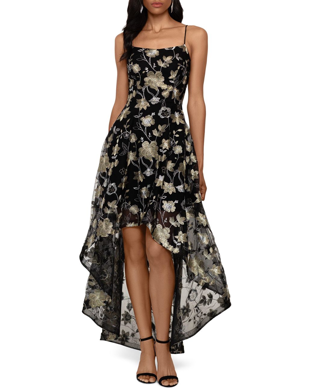 xscape embroidered lace ballgown