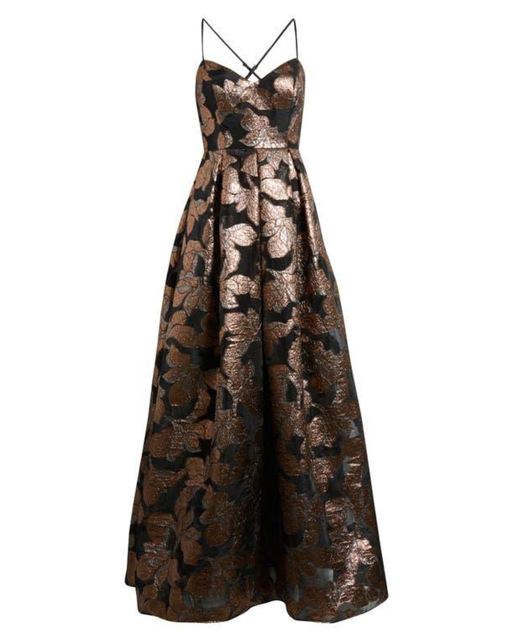 Eliza J Metallic Floral Jacquard Ballgown | Lyst