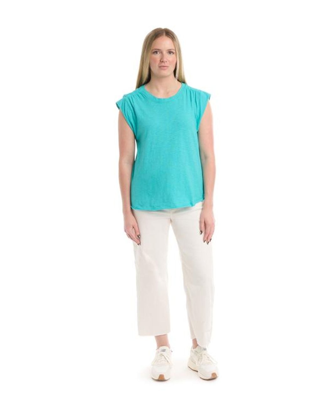 Wilt Blue Ruched Shoulder Tee
