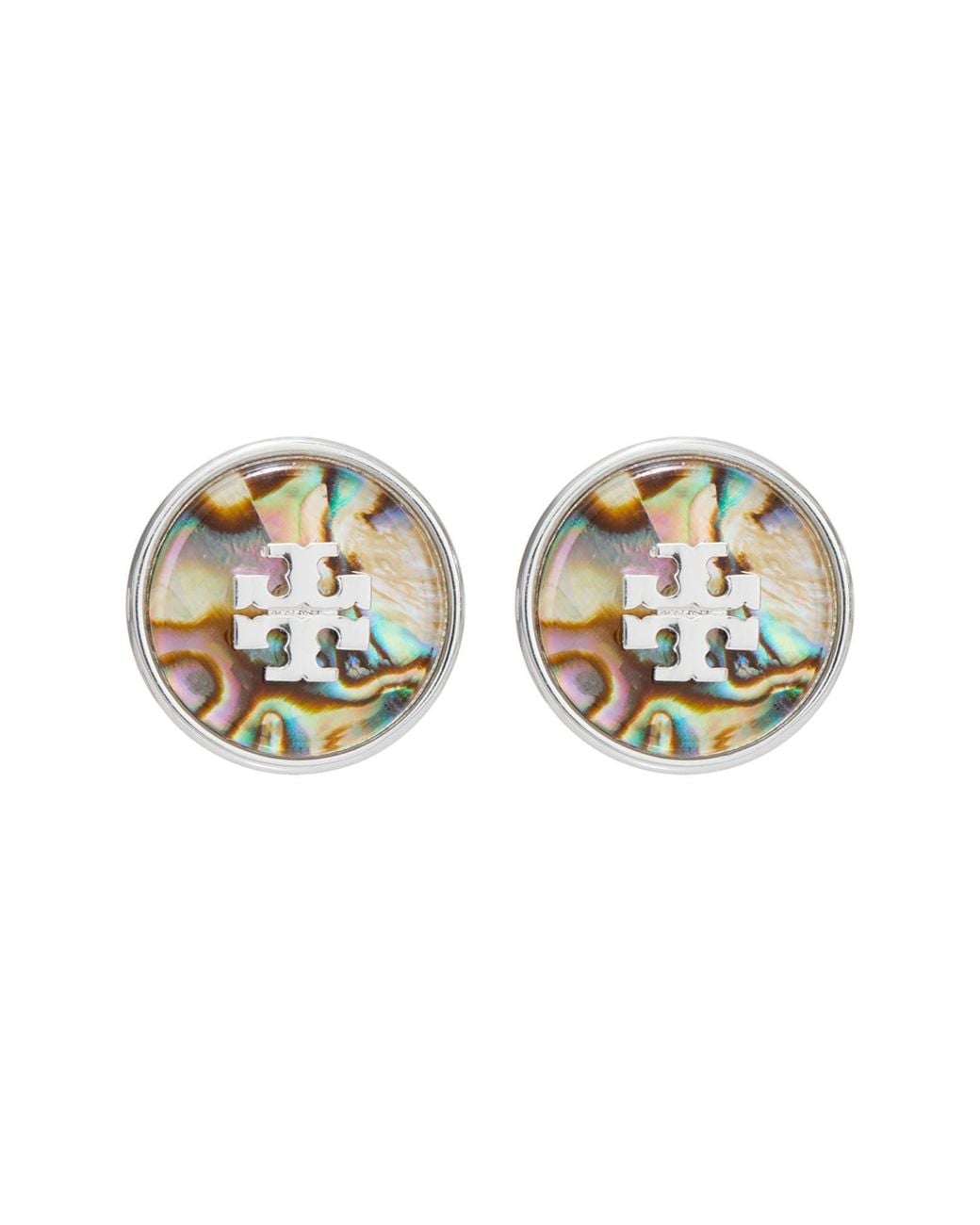 Tory Burch Multicolor Abalone Stud Earrings