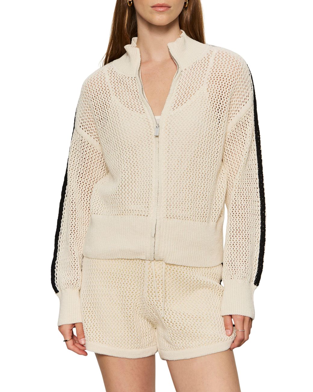 Sanctuary Natural Open Stitch Track Jacket