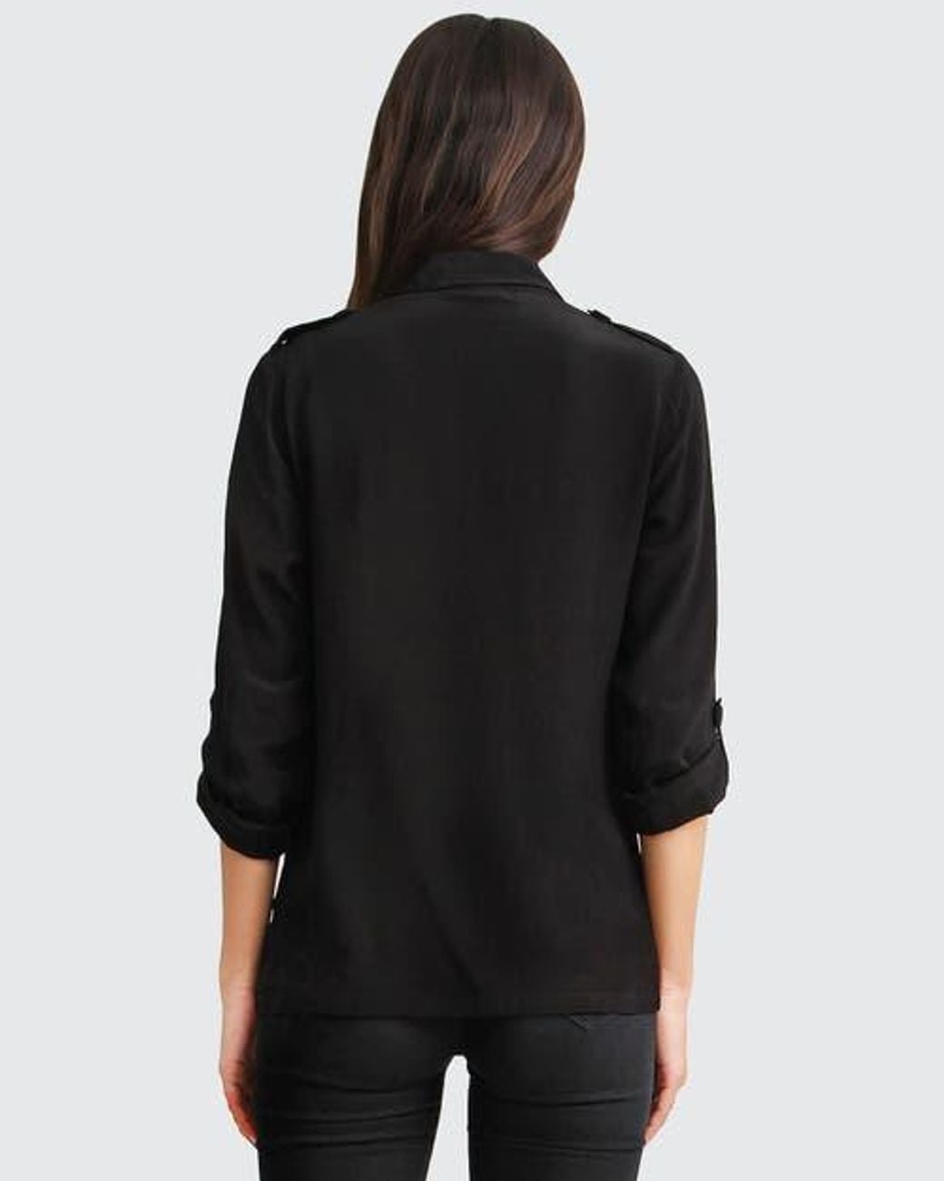 Belle & Bloom Black Eclipse Rolled Sleeve Blouse