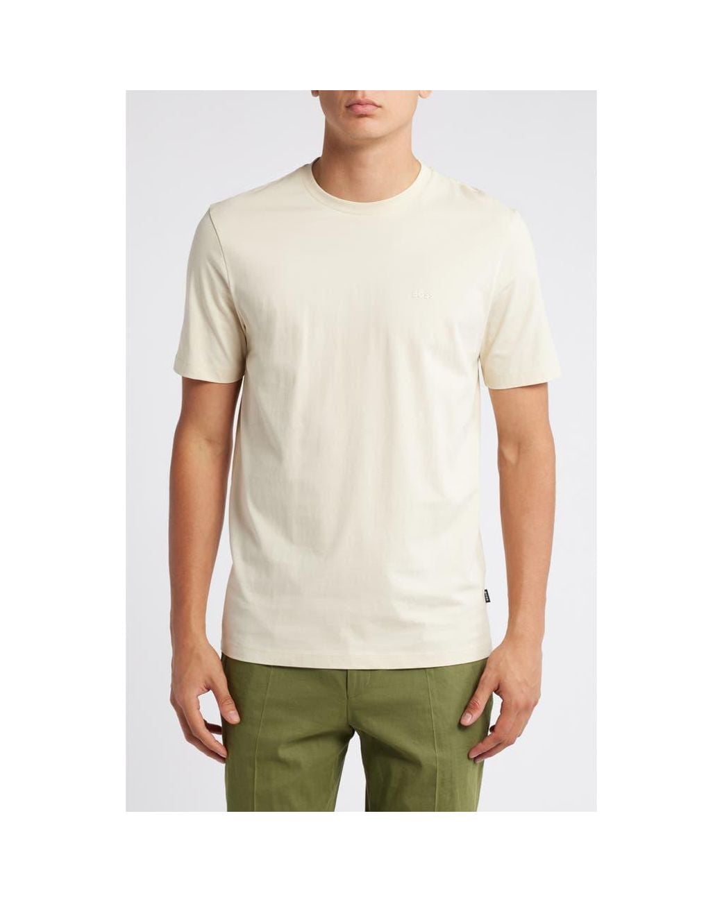 Boss White Thompson Solid T-Shirt for men