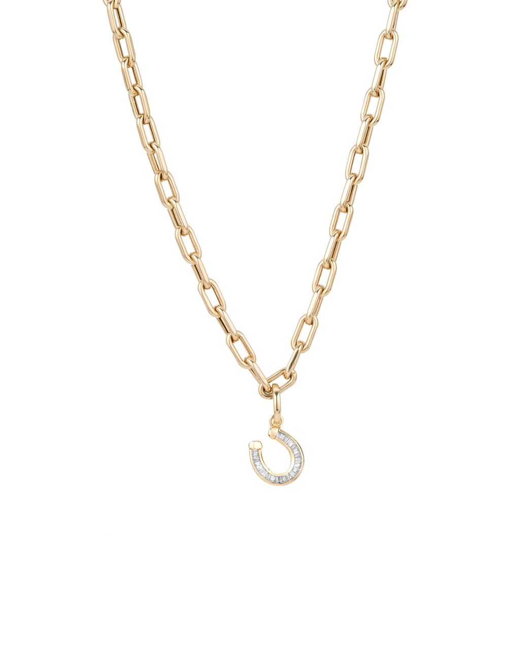 Adina Reyter Diamond Horseshoe Pendant Necklace in Metallic | Lyst