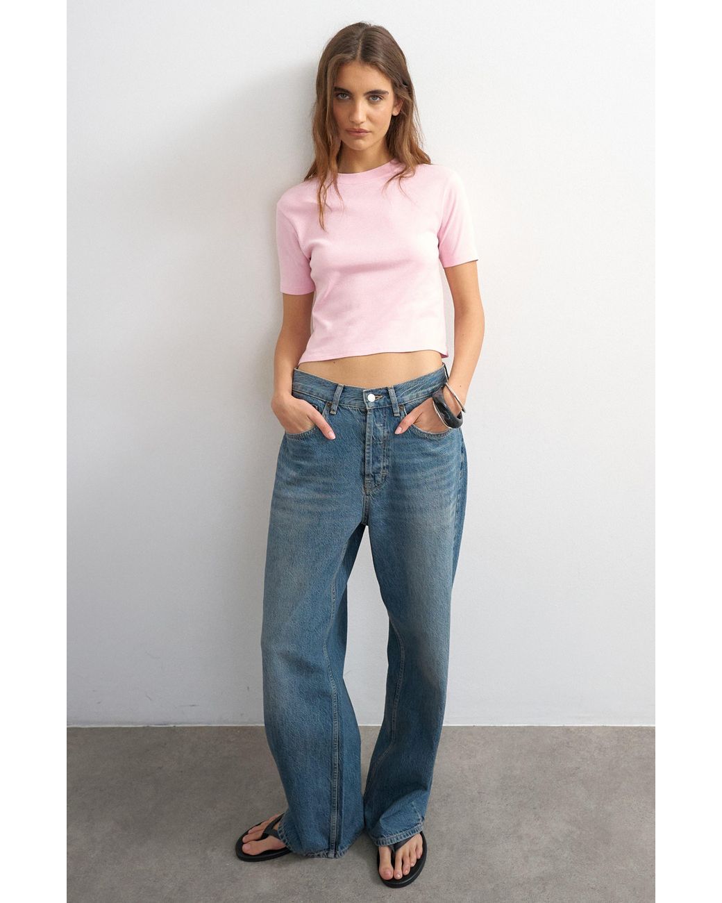 TOPSHOP Blue Shrunken Everyday Tee