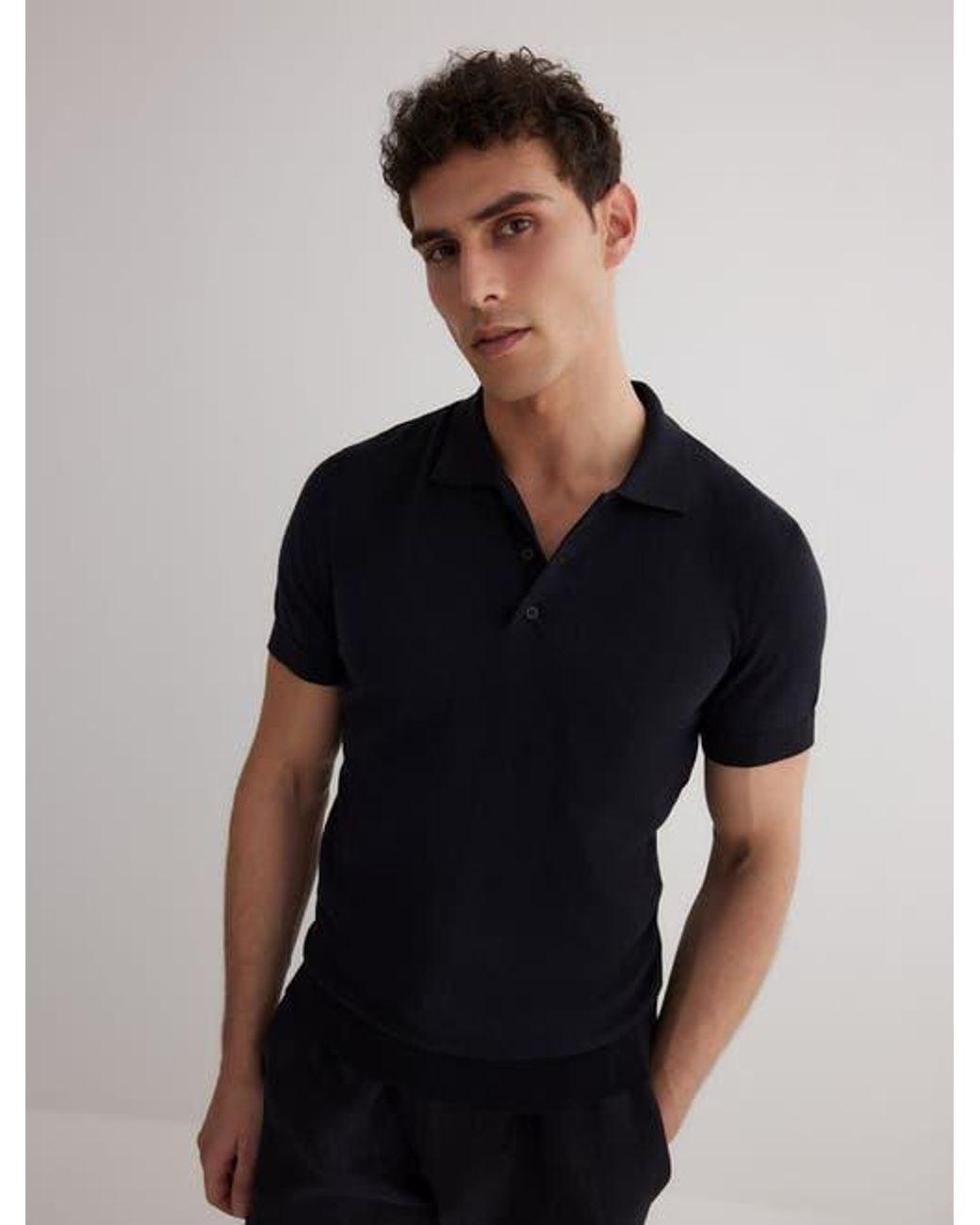 Moeva Black Johan Cotton Polo Shirt for men
