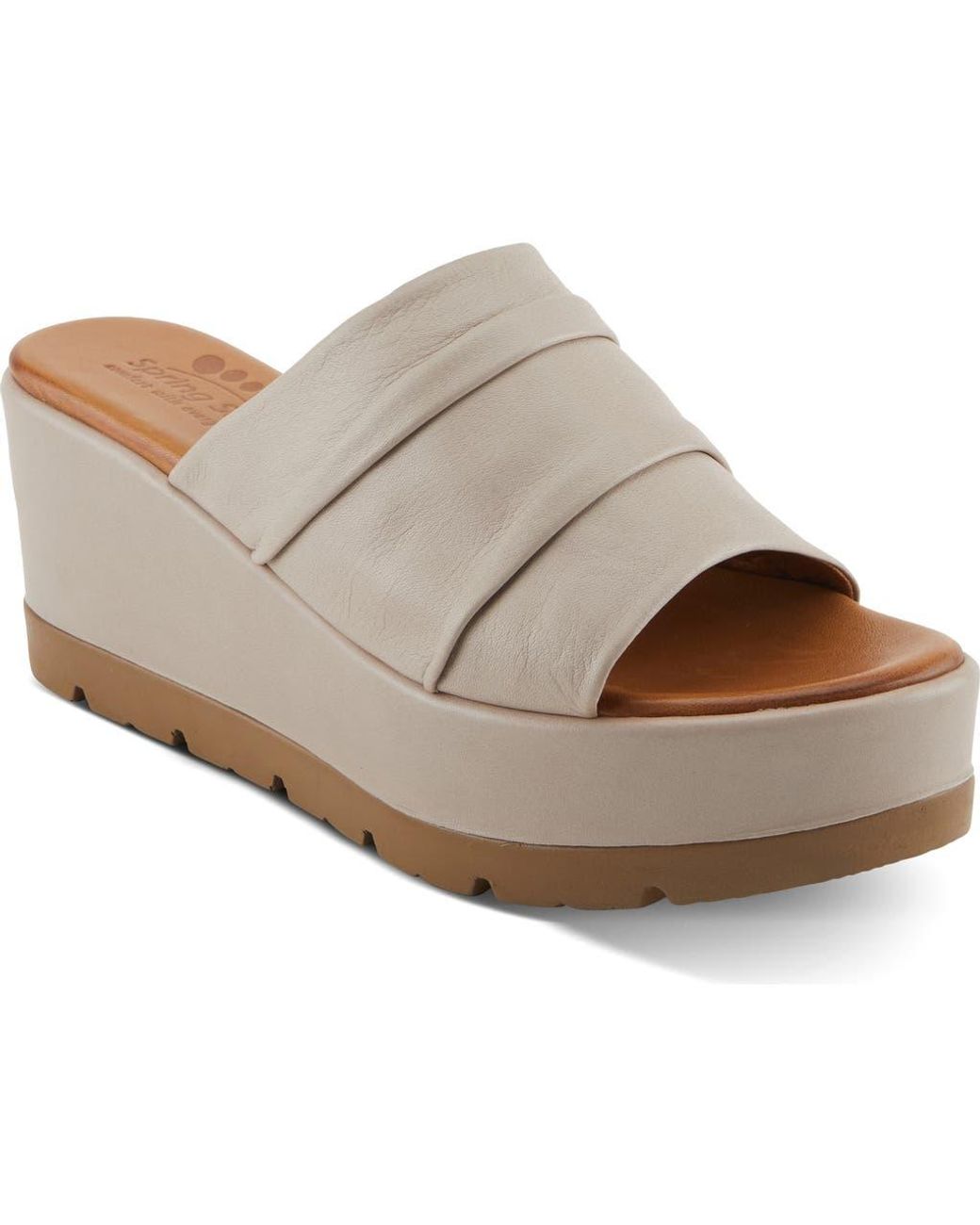 Spring Step Brown Allerton Platform Wedge Slide Sandal