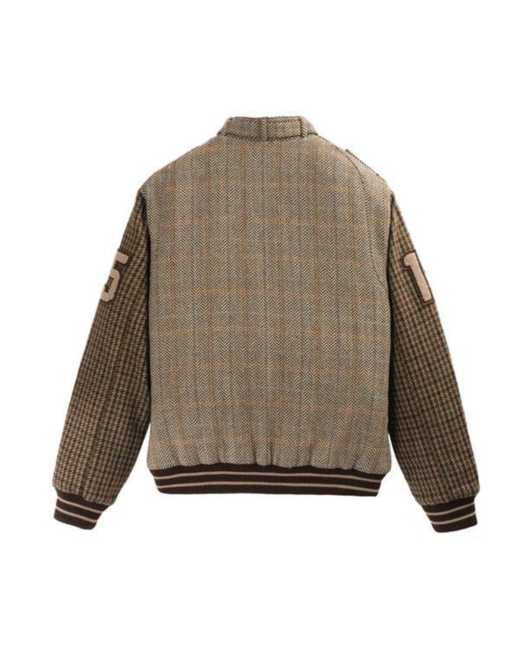Members Only Brown Tweed Wool Blend Varsity Jacket for men