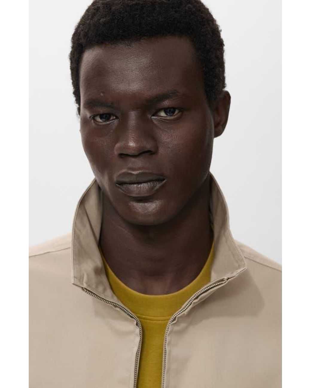 Mango Natural Stand Collar Zip Jacket for men