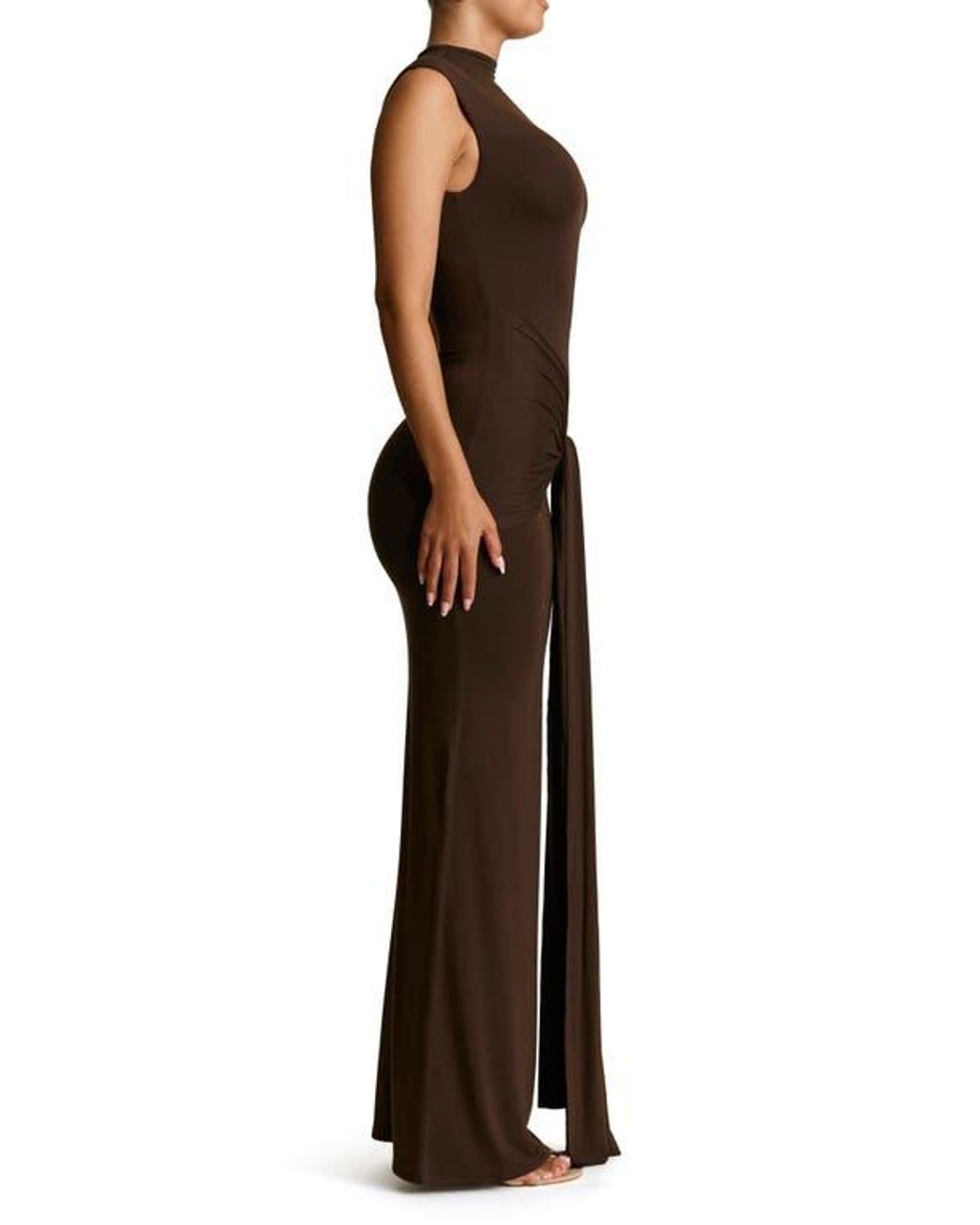 naked wardrobe brown dress NW Sculpt Mock Neck Dress main image 1