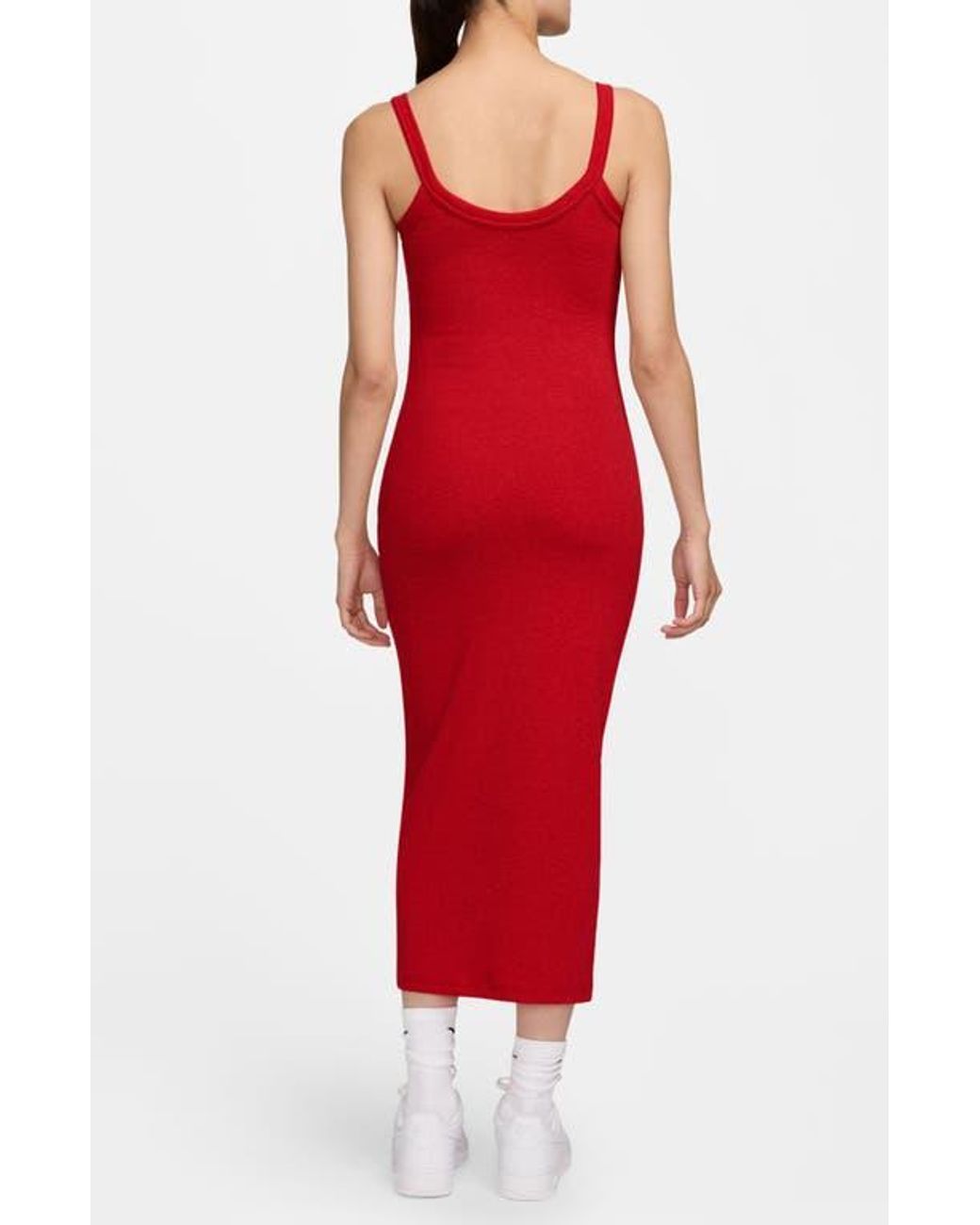 strapless open back dress Side-Split Rib-Knit Dress main image 1