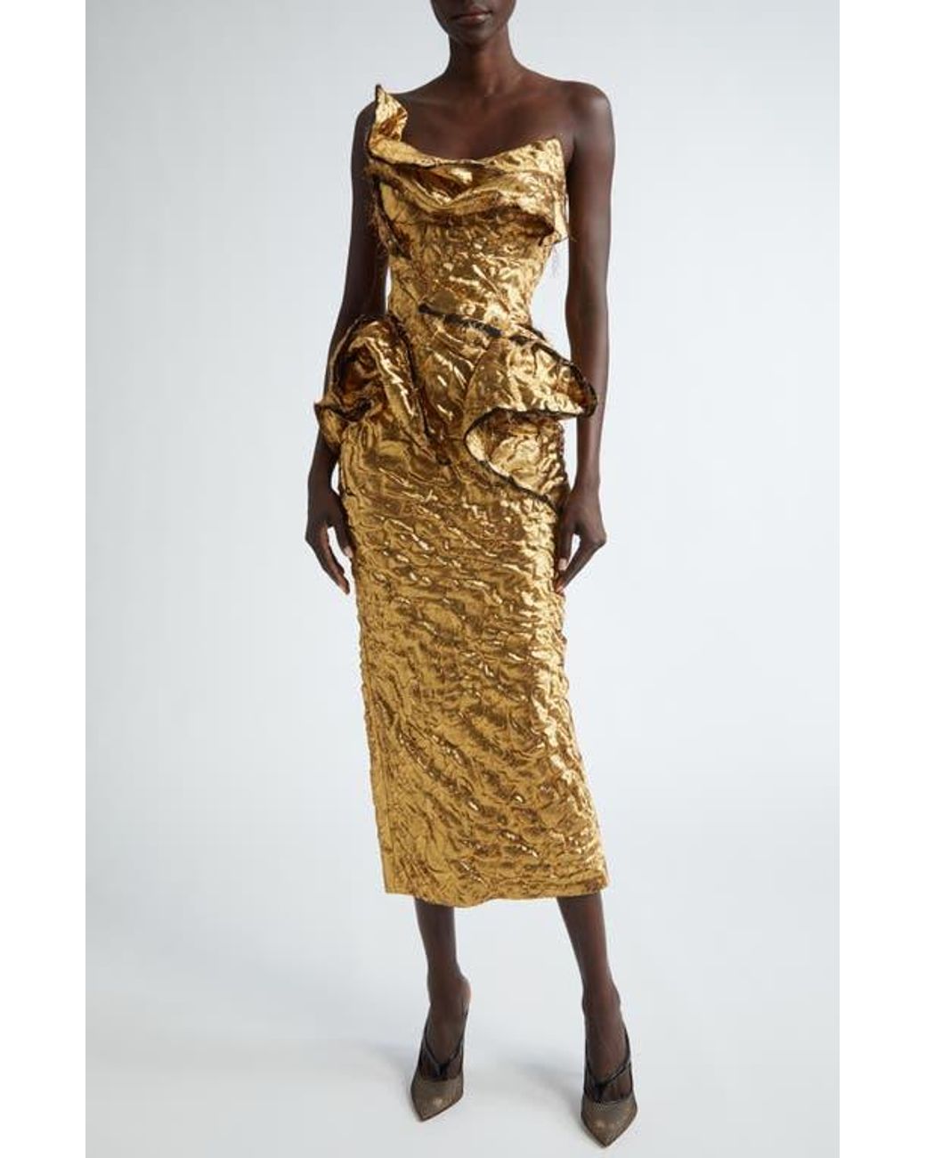 jason wu gold dress Jason Wu Collection Women's Strapless Tinsel Fringe Dress - Gold main image 1
