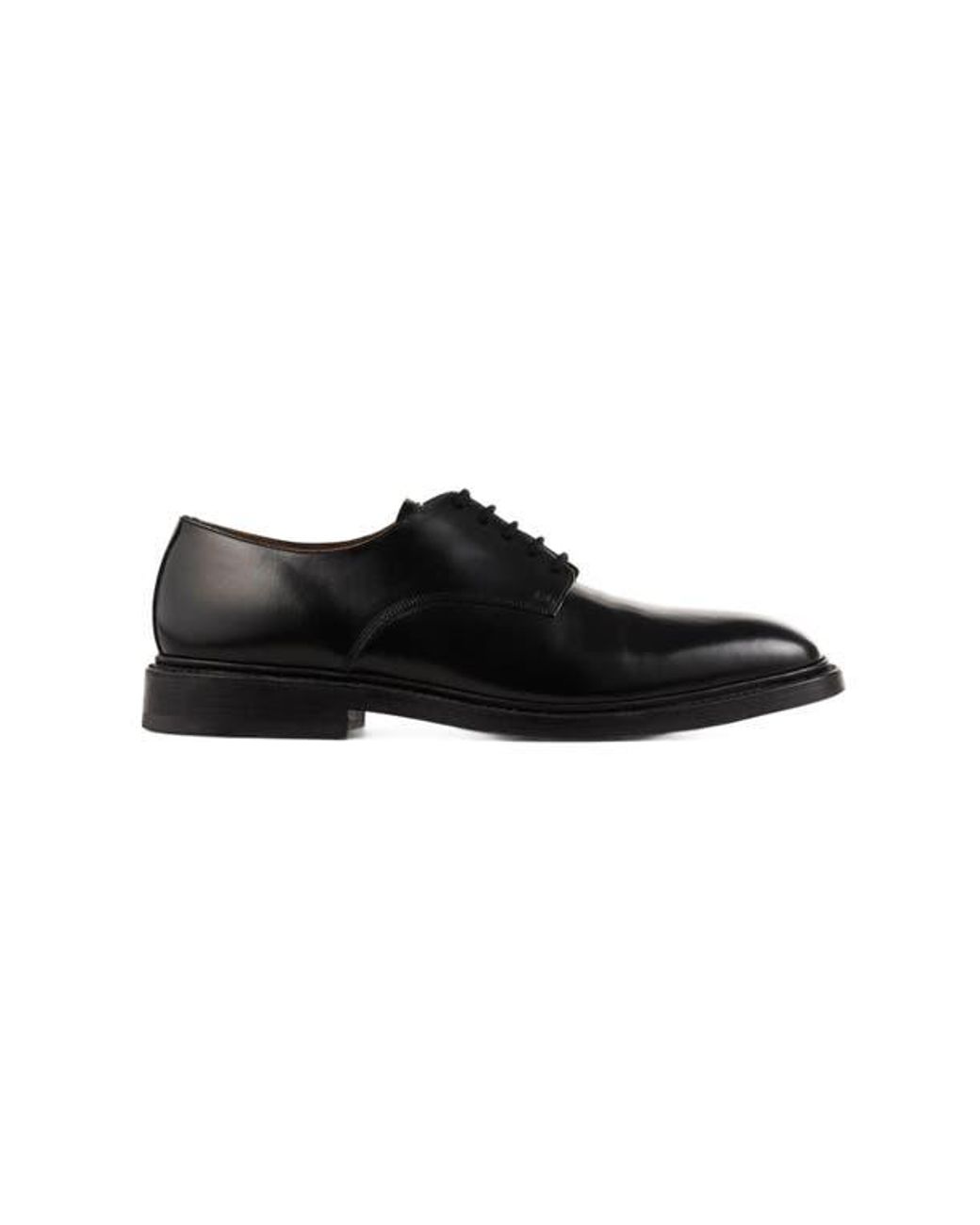 Sandro Black Glazed Leather Derbies for men
