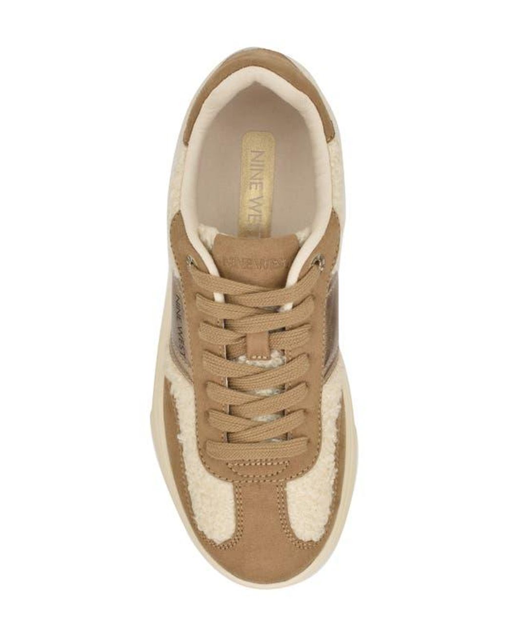 Nine West Natural Linehan Faux Shearling Sneaker
