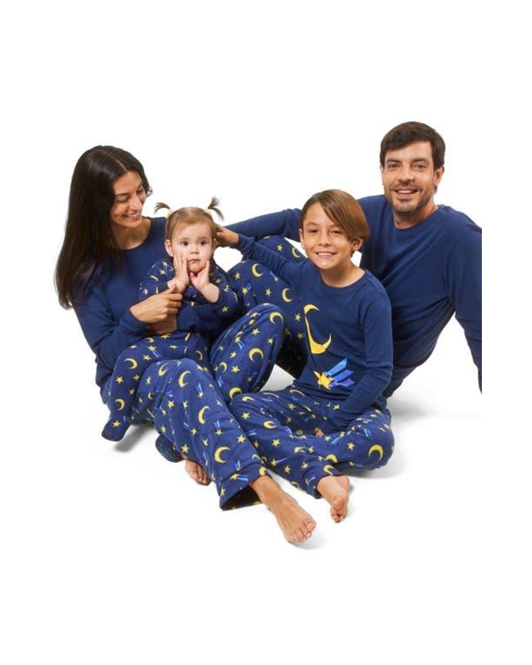 Leveret Blue Cotton Top & Fleece Pants Printed Matching Family Holiday Pajama Set