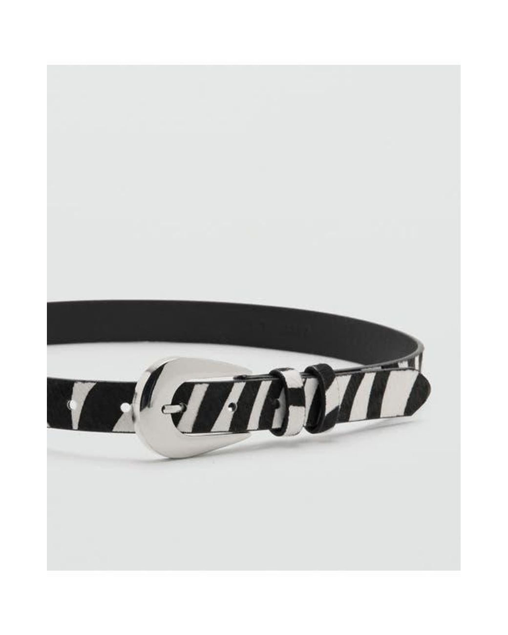 Mango Black Zebra Print Calf Hair Belt