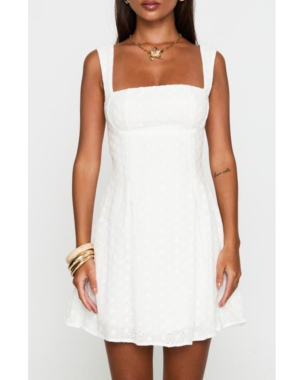 open lace back dress Envie Strapless Mini Dress White