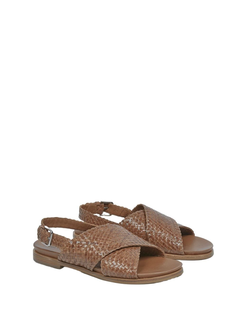 Celtic & Co. Brown Leather Woven Crossover Sandal