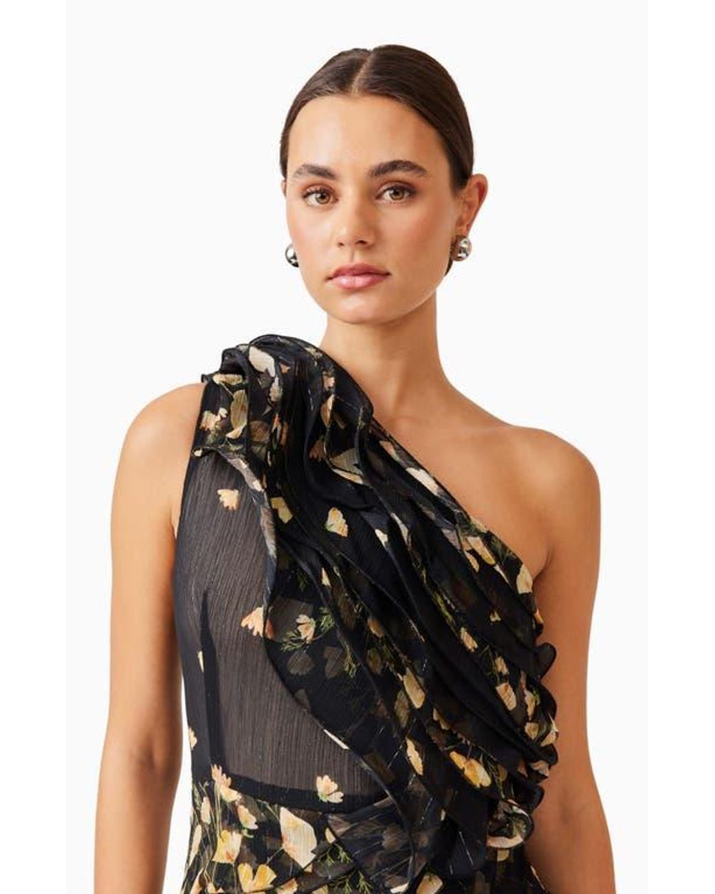 Elliatt Tulsia Metallic Ruffle One-Shoulder Cocktail Minidress in Black | Lyst Elliatt Tulsia Metallic Ruffle One-Shoulder Cocktail Minidress in Black | Lyst