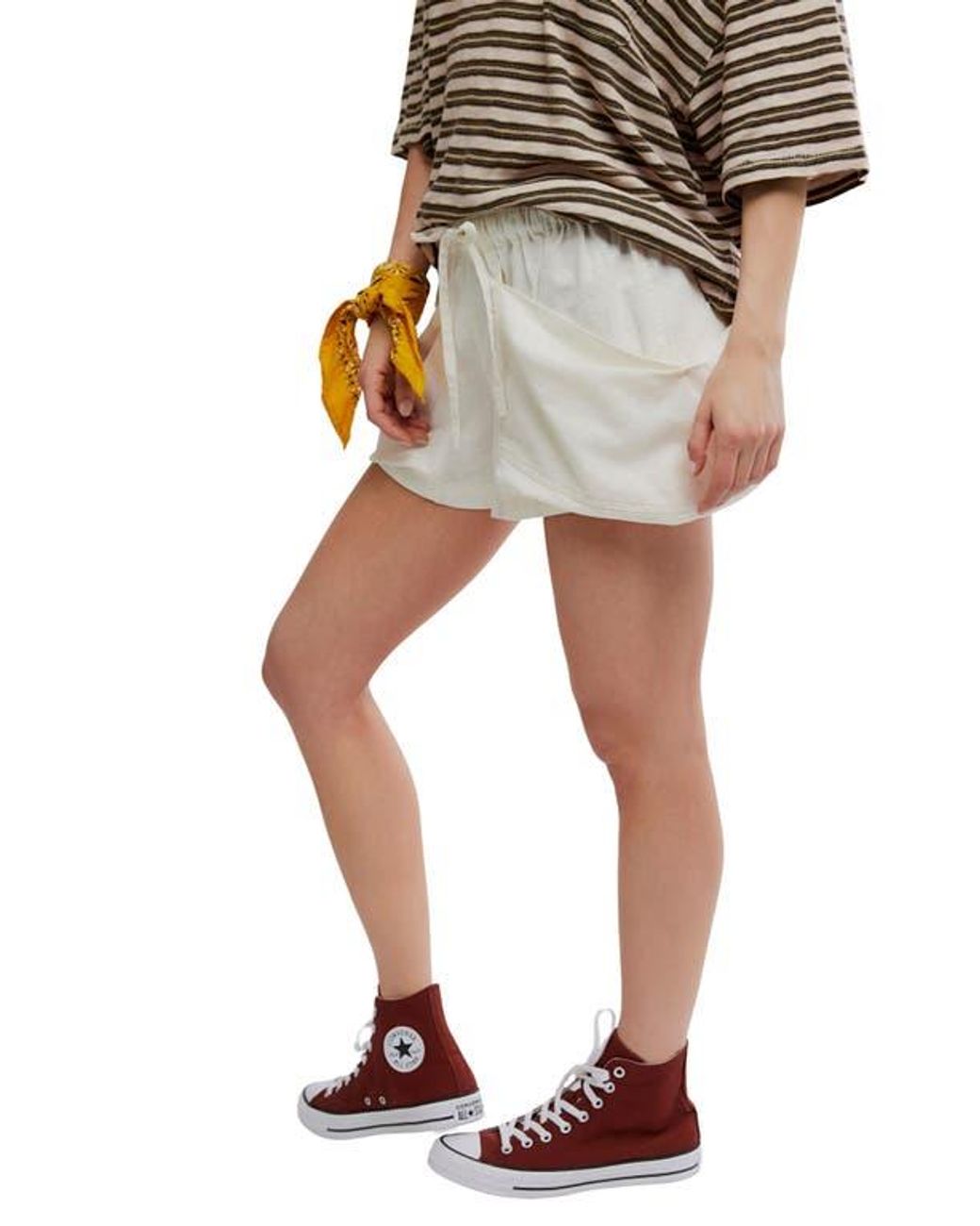 Free People Multicolor Good Fortune Linen & Cotton Shorts