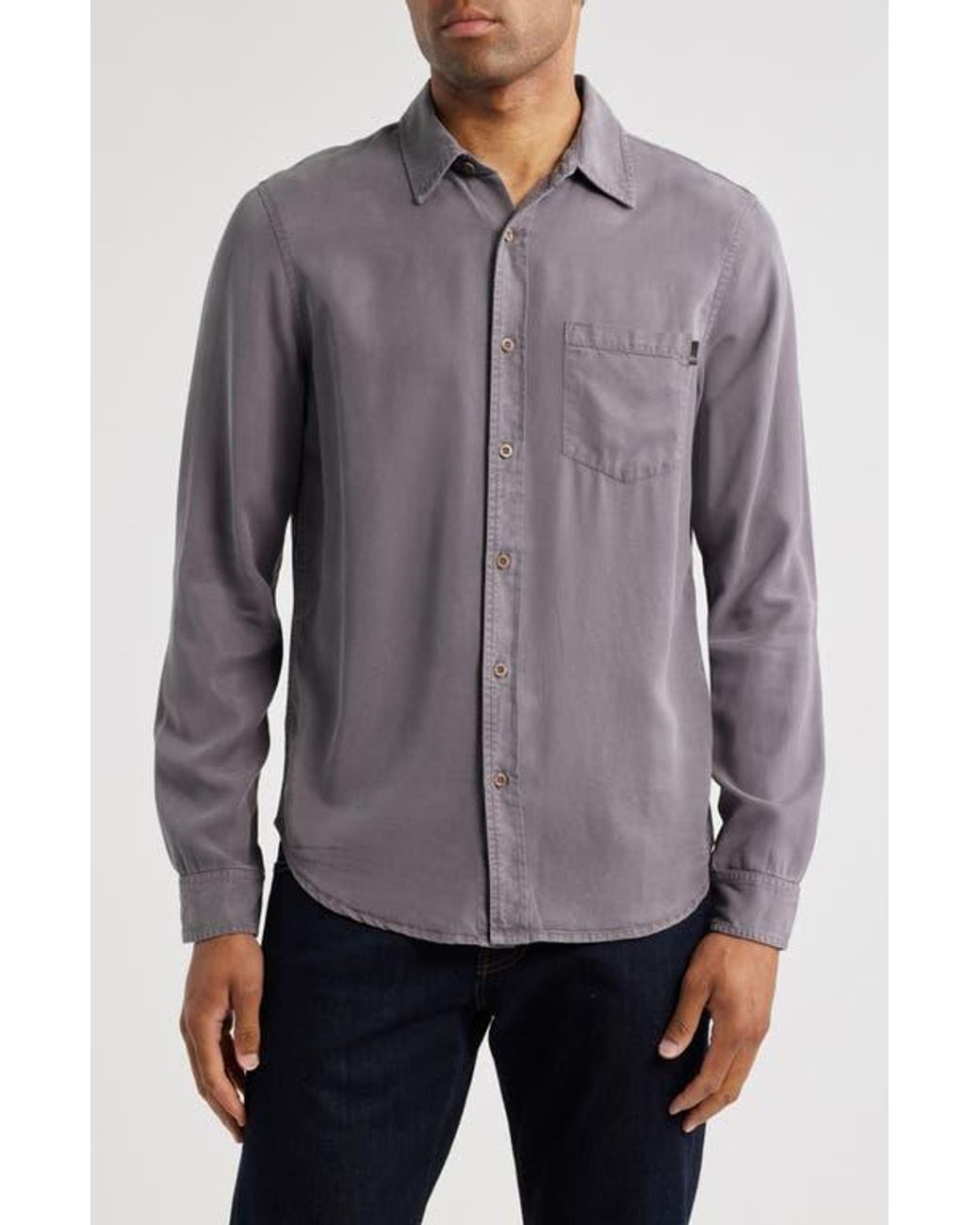 AG Jeans Gray Aiden Solid Lyocell Button-Up Shirt for men