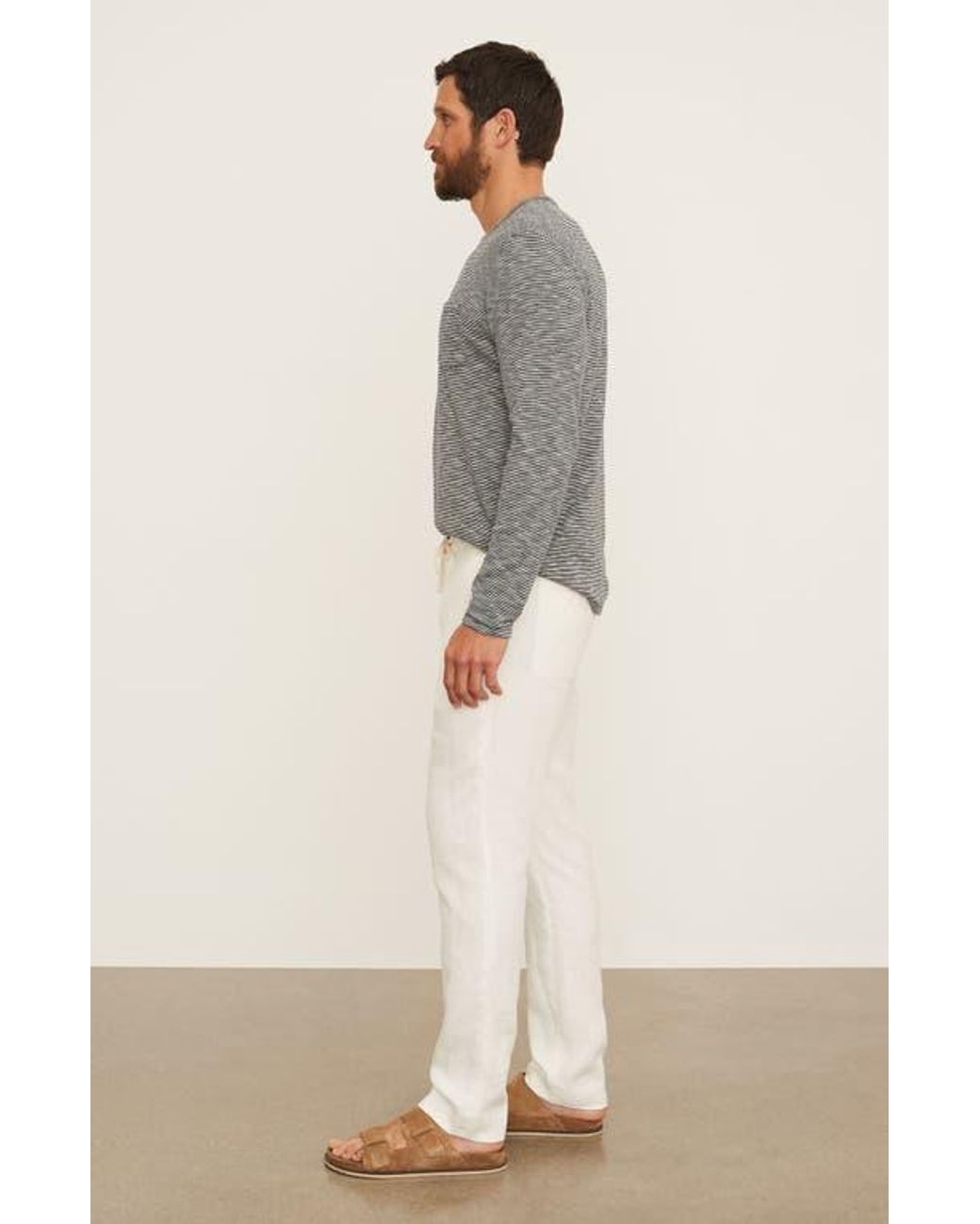 Vince White Hemp Drawstring Pants for men