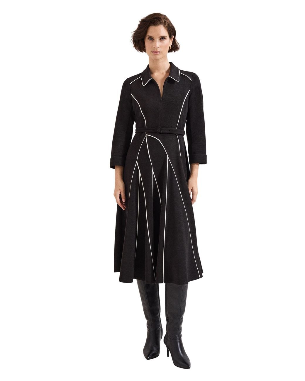 Phase Eight Black Tilly Piped Dress