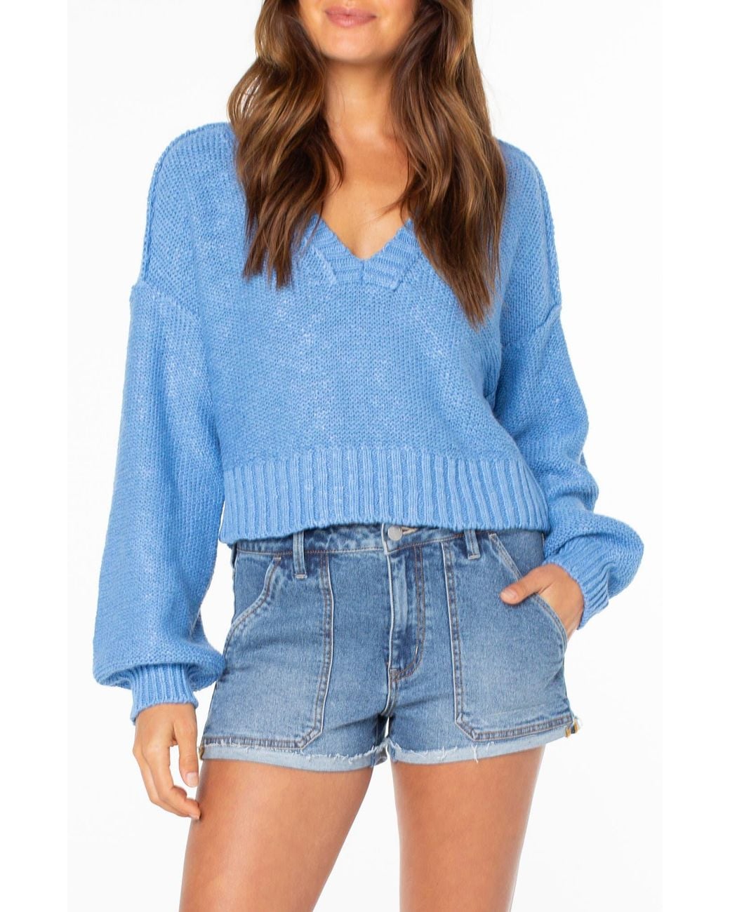 Roxy Blue Study Hall V-Neck Sweater