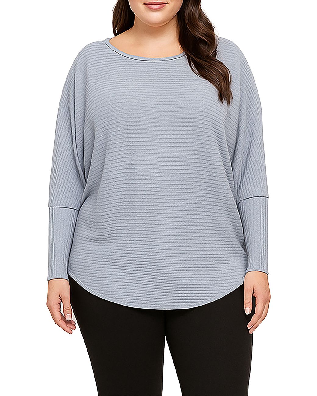 Standards & Practices Gray Dolman Sleeve Rib Top