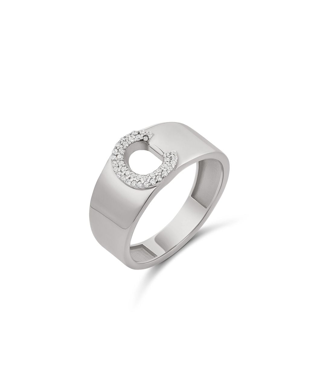 SHYMI Metallic Pavé Signet Initial Ring