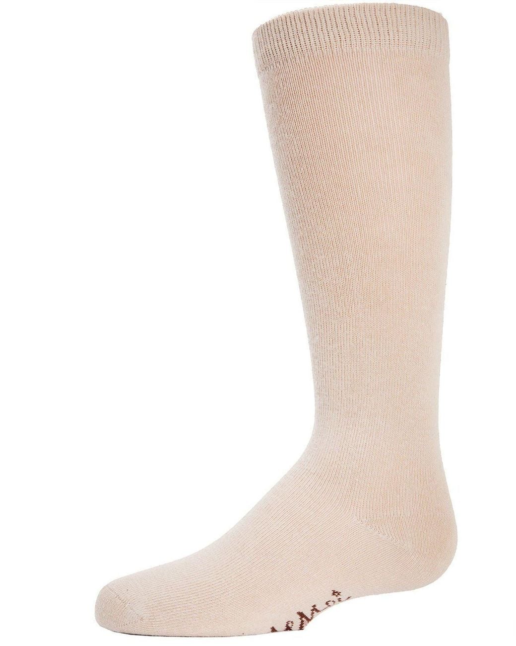 Memoi Natural Ribbed Classic Solid-Color Knee High Sock