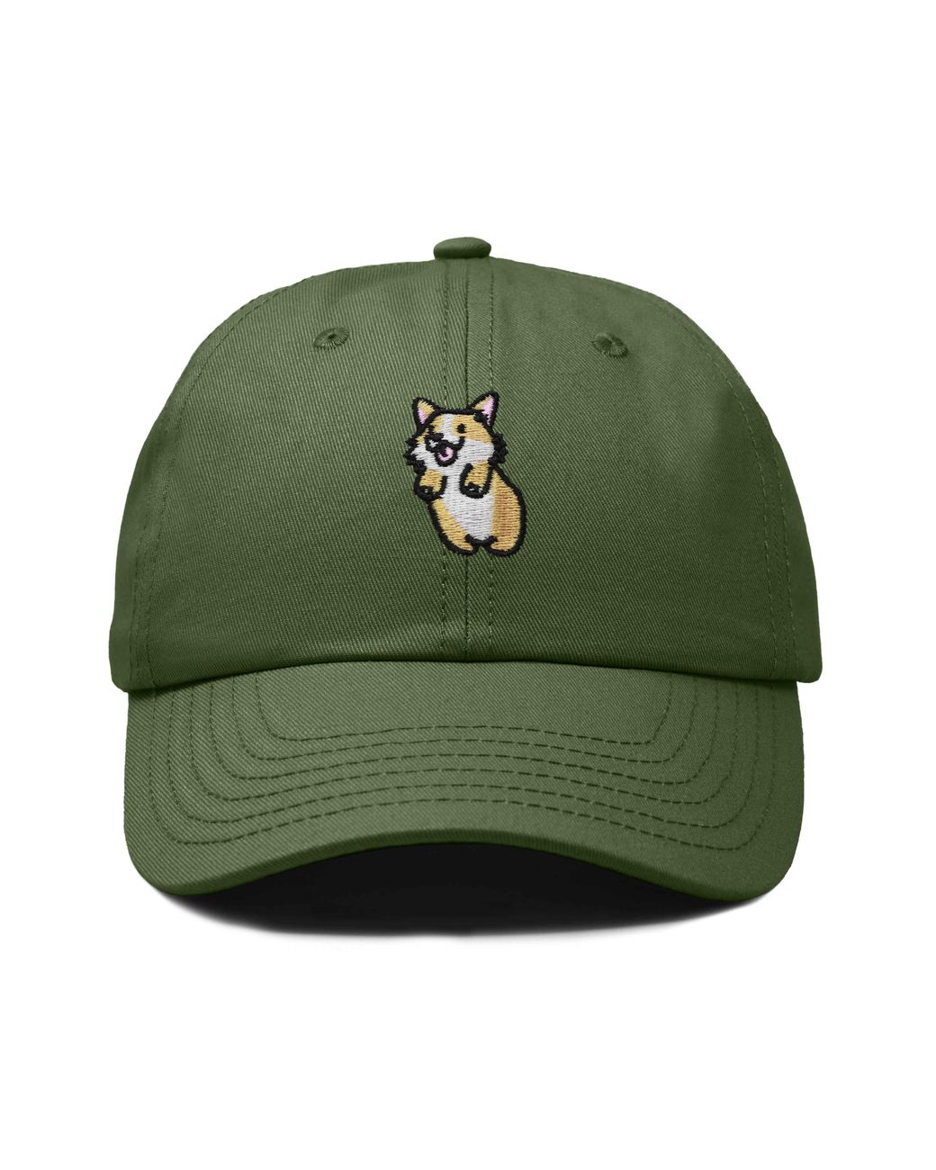 Alix Green Leaping Corgi Embroidered Cap