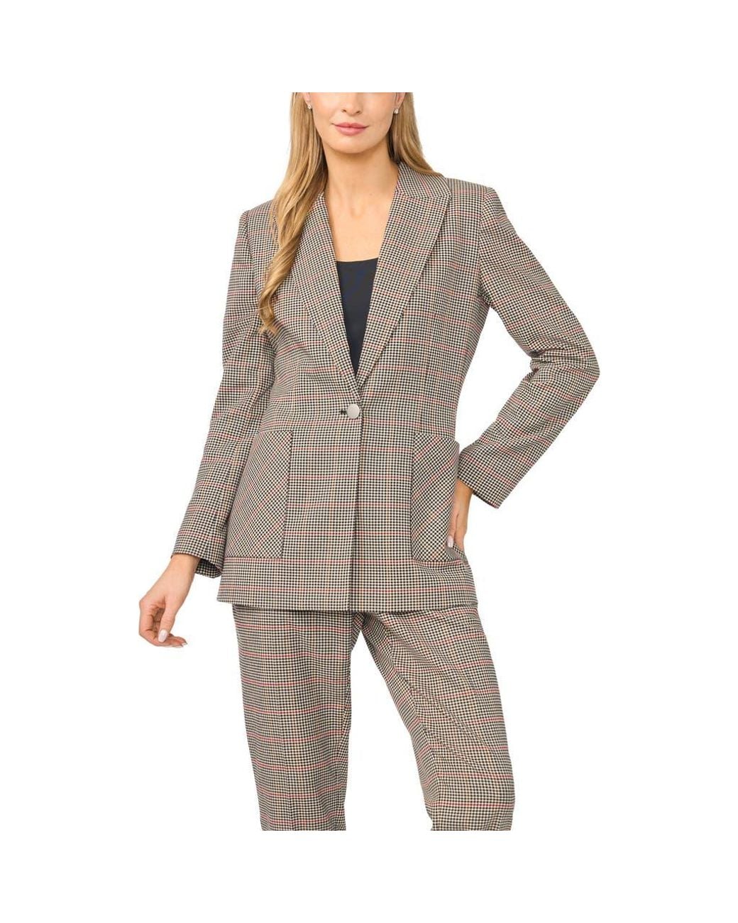 Halogen® Gray Print Single Button Blazer